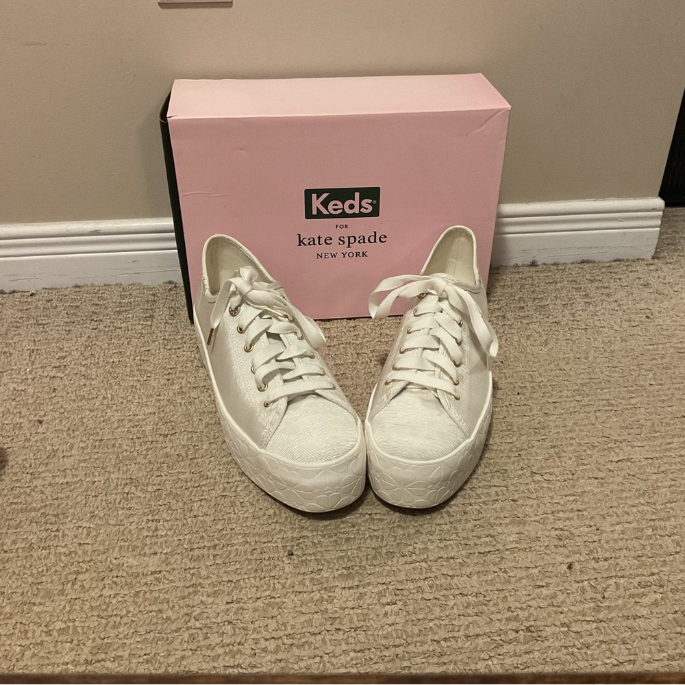 Keds Kate Spade Triple Up Faille White sz 11 … wedding shoes?